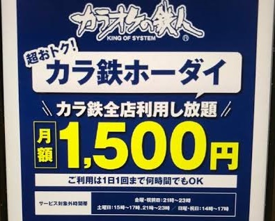 カラ鉄ホーダイ 利用レポート 料金や注意点まとめ